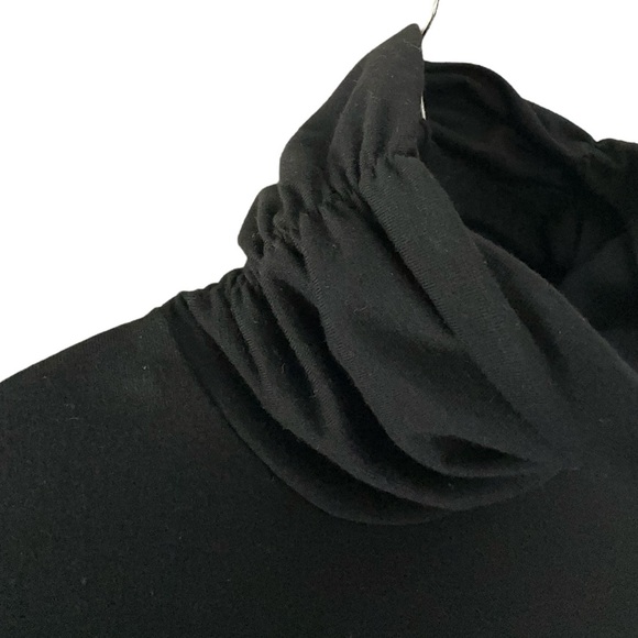 NORM THOMPSON NWOT LONG SLEEVE BLACK RUCHED TURTLENECK MIDI DRESS | MEDIUM - Picture 4 of 11